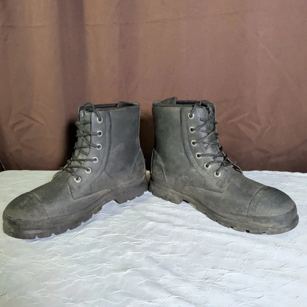 Muck Boot Original Boots Mens Size 10 Black Rubber Lace Up Ankle Waterproof WP